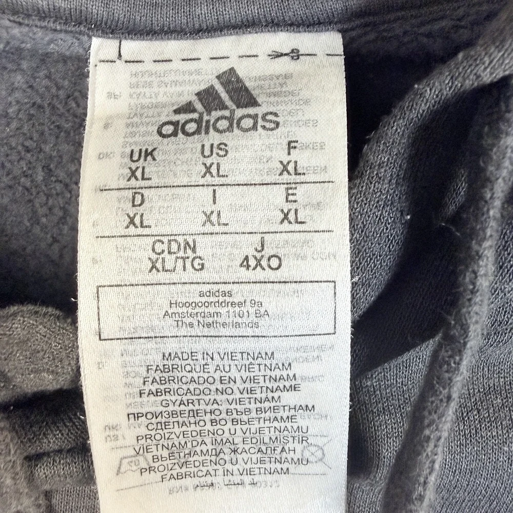 Adidas Hoodie XL Black Pullover Big Logo Fleece Hooded Sweatshirt Men's